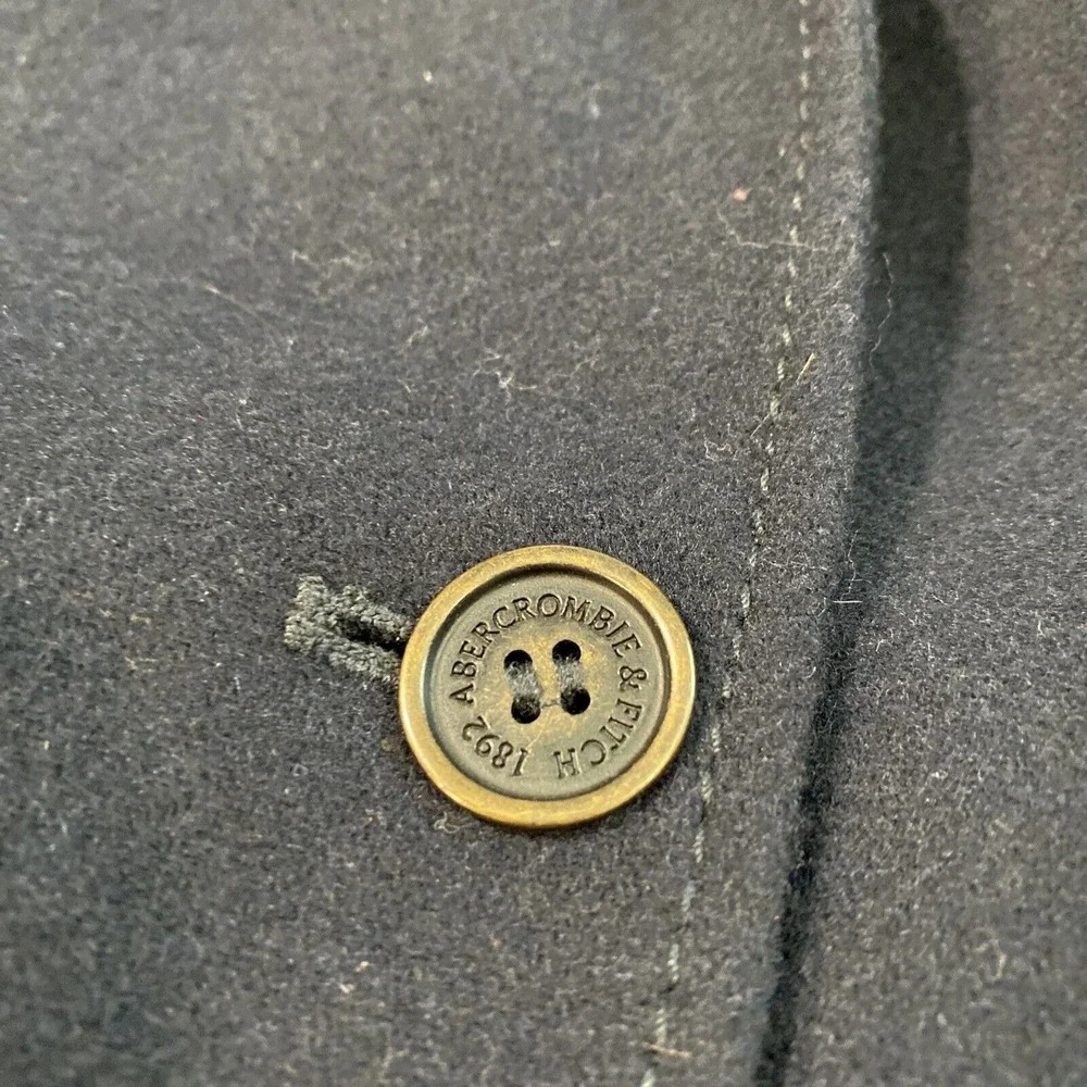 Abercrombie & Fitch‎ Navy Wool Blend Prep Lined Emblem Blazer Sz M